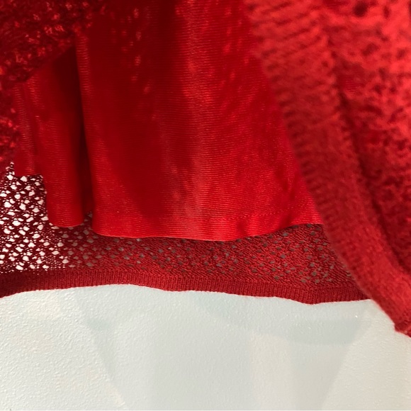 Castro Concept Pointelle Vintage Knit Baby Doll Dress Red Medium - Picture 7 of 8